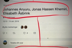 "Name Swedish writers, the best you know of." Capture from Twitter 2018